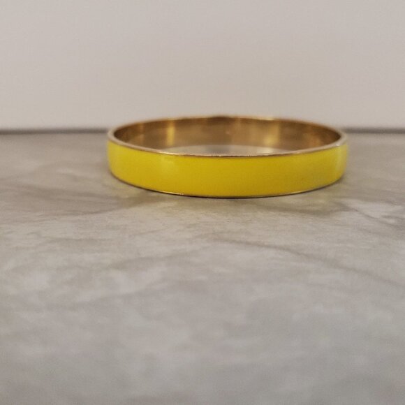 💛 Vintage 1990s 90s J.Crew Yellow Enamal Skinny Bangle Bracelet 💛 - Picture 1 of 16